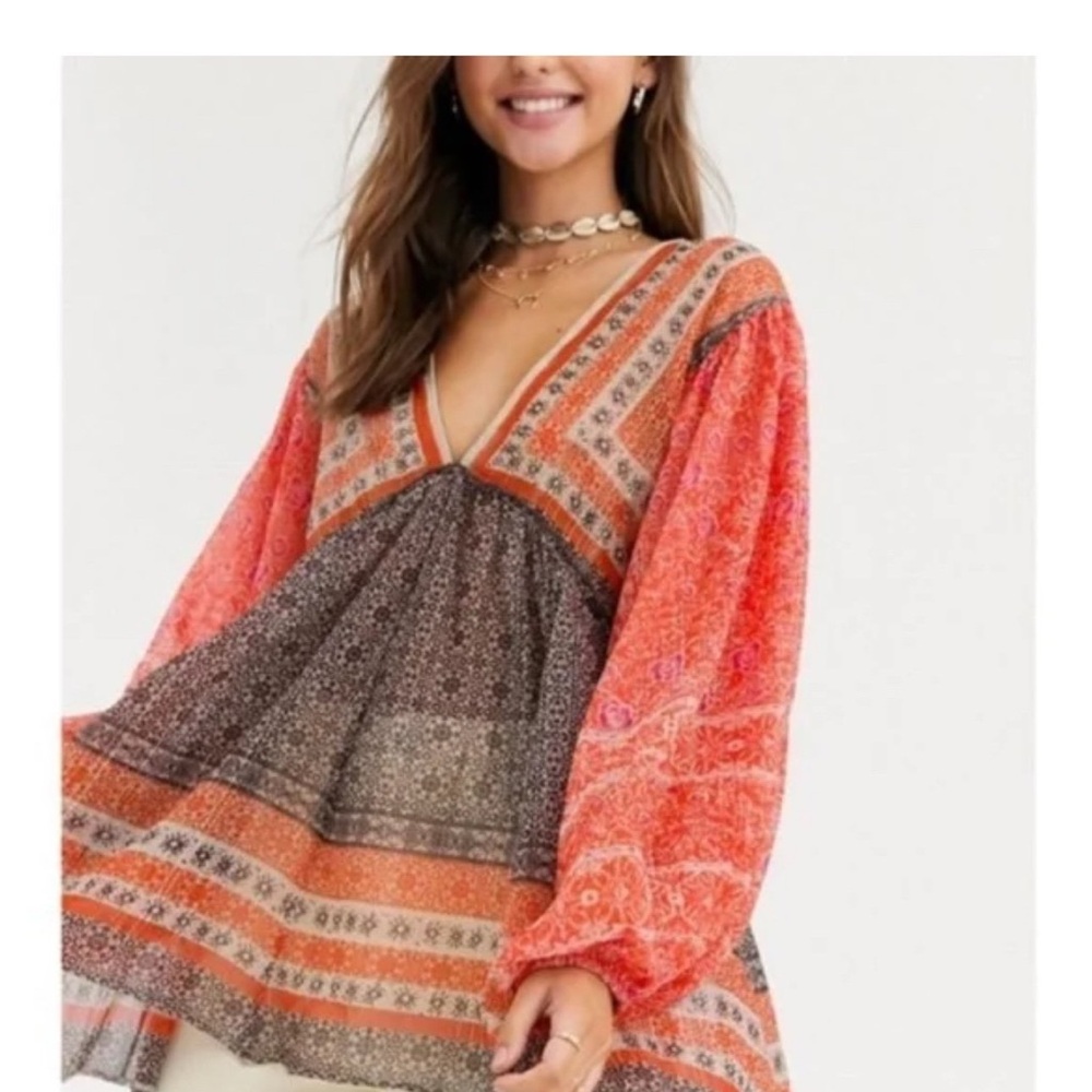 Free People Women's Aliyah Printed Tunic (XS, Black Combo)